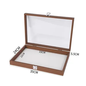 Caja joyero grande de madera con medidas 35x24x5,5cm para anillos y pendientes detalle