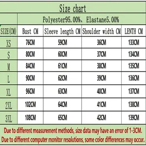Detailed size chart and material specs for long-sleeved solid color dress detail page