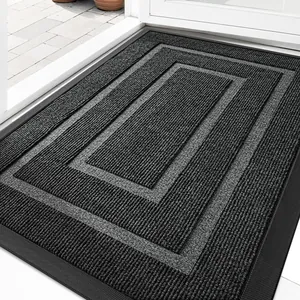 Indoor Outdoor Door Mat Heavy Duty Polypropylene Entrance Rug With Non-Slip Rubber Backing Waterproof Dirt Trapper Washable