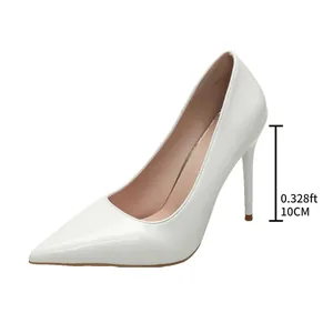 Elegant white pointed-toe stiletto pumps with a 10cm high heel for professional work