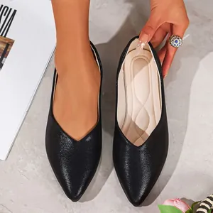 Elegant black pointed-toe ballet flats for women with soft cushioned insole
