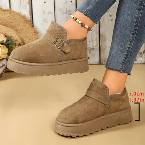 Mocasines de plataforma en ante marrón para mujer con tacón de 5 cm