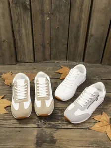 Stylish women's German trainer sneakers in white, beige, and grey color options