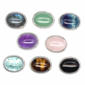 Set van ovale kristallen cabochon-hangers in verschillende halfedelstenen voor DIY-sieraden