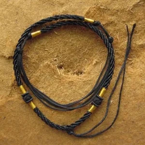 Cordon de Collier Tissé à la Main Ajustable Noir Corde de Pendentif Avec Nœud de Bouton Chinois Fil à Envelopper Or Bijoux Ethniques