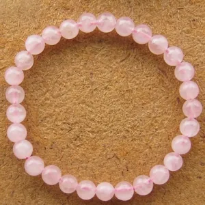 Natürlicher Rosa Rosenquarz Perlenarmband Für Damen 6mm Runde Edelstein Elastische Strang Armband Ethnischen Stil Schmuck Geschenk