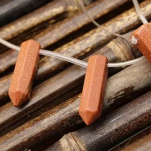 Goldstone hexagonal column pendant beads for DIY jewelry making and necklace accessories