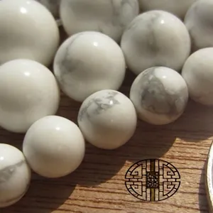 Natural white howlite loose round beads with grey veining for DIY jewelry making