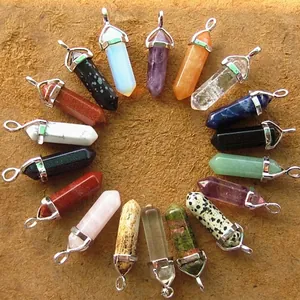 Naturstein Kristall Hexagonale Säule Anhänger Ohne Kette Für Damen Herren DIY Halskette Machen Polierte Quarz Anhänger