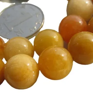 Perle sciolte tonde in giada gialla naturale per creazione gioielli fai da te