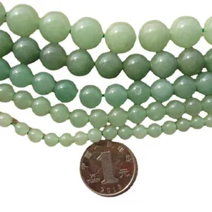 Perle tonde in giada avventurina verde lucida in varie dimensioni per gioielli DIY