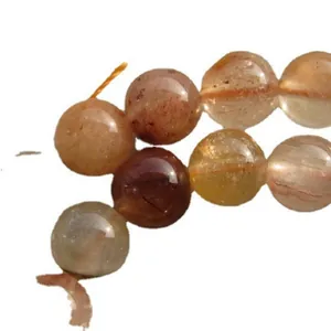 Natural AAA Grade Mixed Rutilated Quartz crystal round loose beads for DIY handmade jewelry making