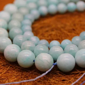 Natural Amazonite Semi-Precious Stone Round Beads Loose Strand For DIY Jewelry Making Bracelets Necklaces Blue Beads