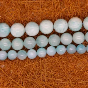 Natural light blue Amazonite semi-precious round beads for DIY jewelry making accessories