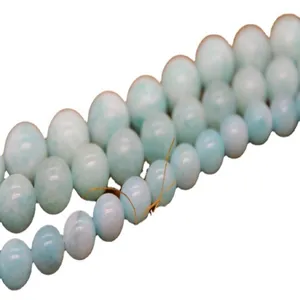Natural light blue Amazonite round loose beads for DIY jewelry making and craft projects