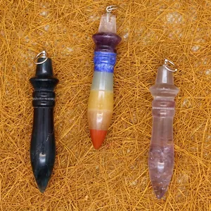Fluorite Quartz Crystal Pendant Only Minimalist Bullet Shape Gemstone Pendant Without Chain For Healing Jewelry Necklace Making Men Women