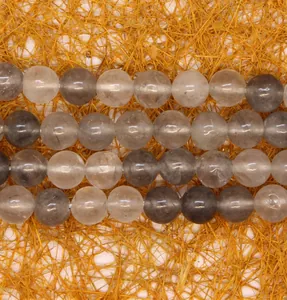 Natural grey and clear cloud crystal round beads for DIY jewelry making accessories