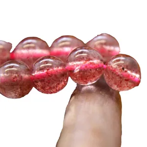 High-quality natural strawberry quartz round crystal beads for DIY handmade jewelry