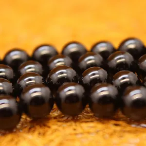 High-quality natural AAA black tourmaline round loose beads for DIY jewelry making