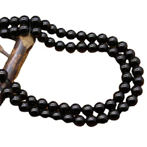 Premium AAA grade black tourmaline loose round beads strand for handcrafted DIY jewelry