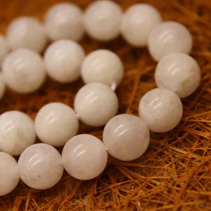 Perles en Pierre de Lune Naturelle Polies Rondes Perles en Vrac Brin pour Création de Bijoux DIY Bracelet Collier