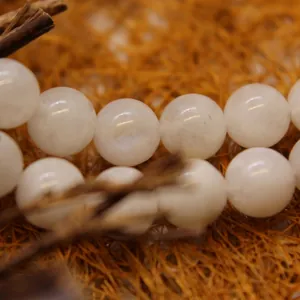 Perles rondes en pierre de lune blanche polie pour la création de bijoux en cristal DIY