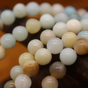 Natürliche Amazonit-Rundperlen für DIY-Schmuck in pastelligen Farben