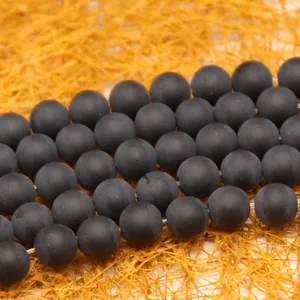 Perles en Vrac Rondes en Agate Noire Mate Pierre Naturelle Dépolie pour Fabrication de Bijoux DIY Bracelet Collier Fournitures