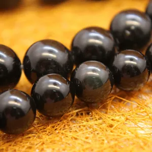 Natural black rainbow obsidian round beads for DIY jewelry making and bracelets