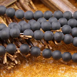 Perles rondes en agate noire mate naturelle pour bijoux DIY et accessoires créatifs