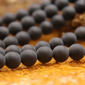 Perles rondes en agate noire mate naturelle pour la création de bijoux DIY