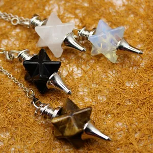 Naturstein Merkaba Pendel Heilkristall Geometrischer Anhänger Halskette Mit Kette Für Meditation Dowsing Wahrsagerei Yoga