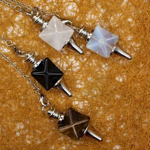 Merkaba Geometrische Kristallpendel mit Rosenquarz, Obsidian und Tigerauge Steinen