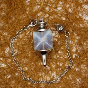 Opalit Kristall Merkaba Pendelanhänger mit silberner Kette für spirituelle Energieheilung