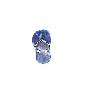 Exquisite blue crystal stone flip-flop pendant with elegant silver wavy metal strap