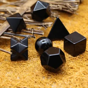 Piedras de obsidiana negra natural sólidos platónicos para decoración espiritual hogar