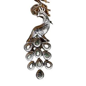 Exquis pendentif paon en argent avec incrustations naturelles de nacre d'ormeaux colorée