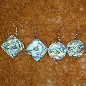 Natuurlijke Abalone Schelp Oorbellen Voor Vrouwen Bohemien Iriseert Ruit Rond Geometrische Schelp Hangoorbellen Vakantie Sieraden