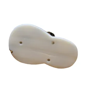 Unique abalone shell slipper pendant necklace showing the smooth white back side detail