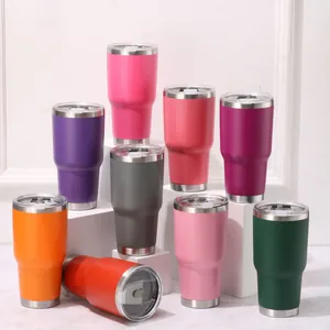 Juego de vasos térmicos de acero inoxidable de 30oz en varios colores vivos.