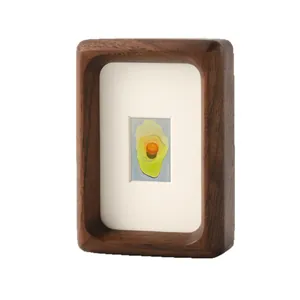 Rechteckiger Mini-Fotorahmen aus schwarzem Walnussholz für 3-Zoll-Desktop-Displays