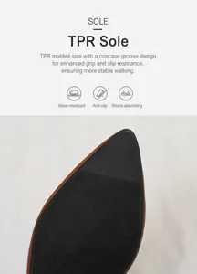 Detailed macro view of the non-slip TPV outsole for women's pointed-toe flat sandals