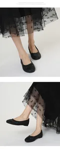 Eleganti ballerine nere intrecciate a punta tonda per donna con trama traspirante