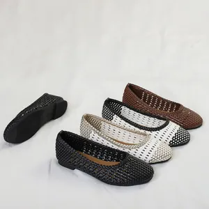 Eleganti scarpe basse intrecciate traforate da donna, mocassini casual traspiranti multicolore