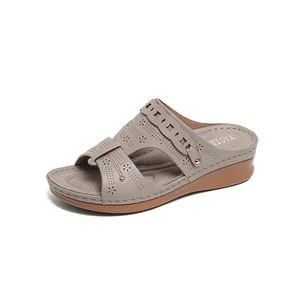 Comfortable women's wedge sandals with stylish cutout floral patterns and open toe design