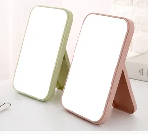 Lot de miroirs de maquillage pliables portables en vert pastel et rose pour dortoir