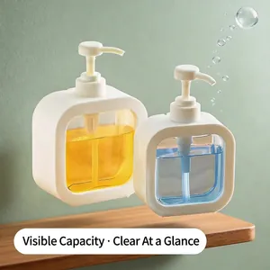Bouteille de Distributeur de Savon Rechargeable Transparente Visible Moderne Pompe à Liquide en Plastique PET pour Salle de Bain Cuisine