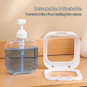 Distributeur de savon transparent rechargeable avec cadre blanc amovible pour salle de bain