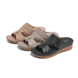 Comfortable summer wedge sandals for women with cutout design and fish-toe style