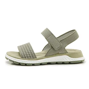 Side view of stylish breathable fly-knit sports sandals with soft TPR sole for women